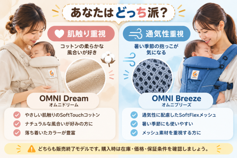 コットンとメッシュの抱っこ紐比較